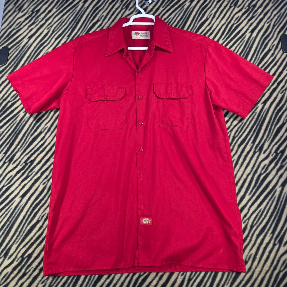 Vintage Y2K Dickies Red Short Sleeve Work Shirt Mens Large Workwear Skater